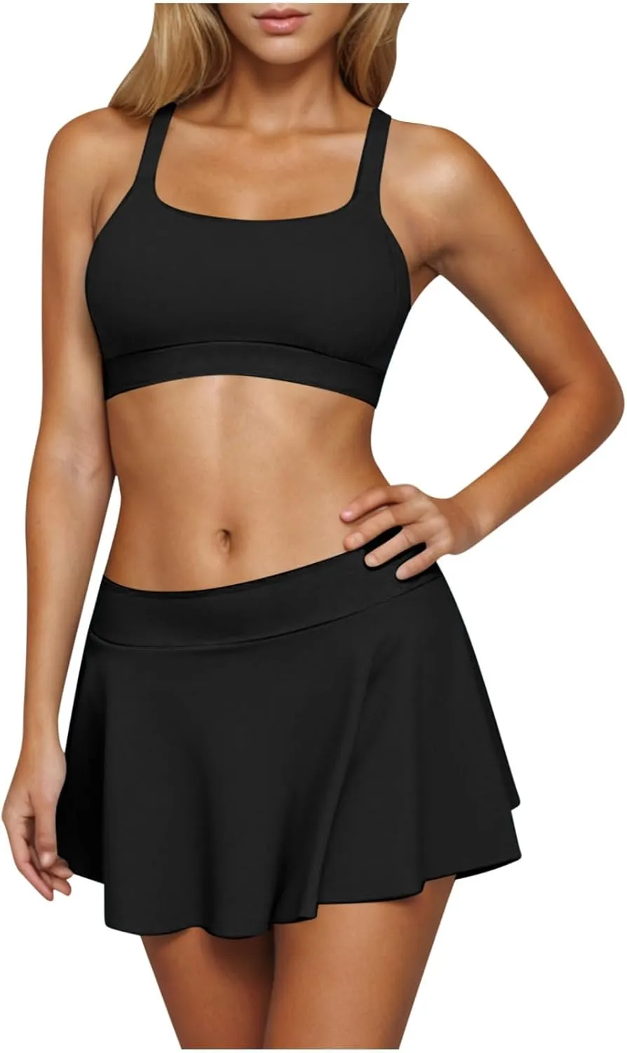yardsong Two Piece Swimsuit for Women Push Up Bikini Tops with Swim Skirts Bathing Suits 2025 Trendy Vacation Swimwear