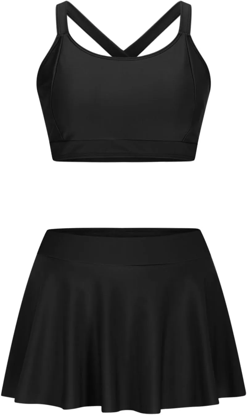 yardsong Two Piece Swimsuit for Women Push Up Bikini Tops with Swim Skirts Bathing Suits 2025 Trendy Vacation Swimwear