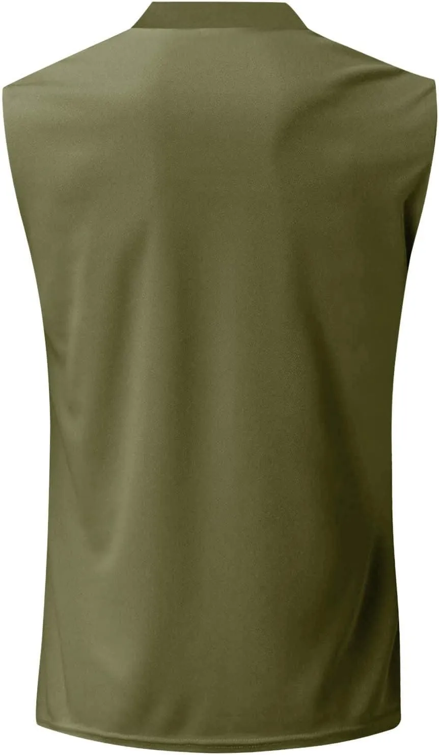 Ymosrh Men's Tank Top Undershirt Quarter Zipper Sleeveless Polo Shirts Casual Slim Fit Tank Shirt for Men, S-3XL