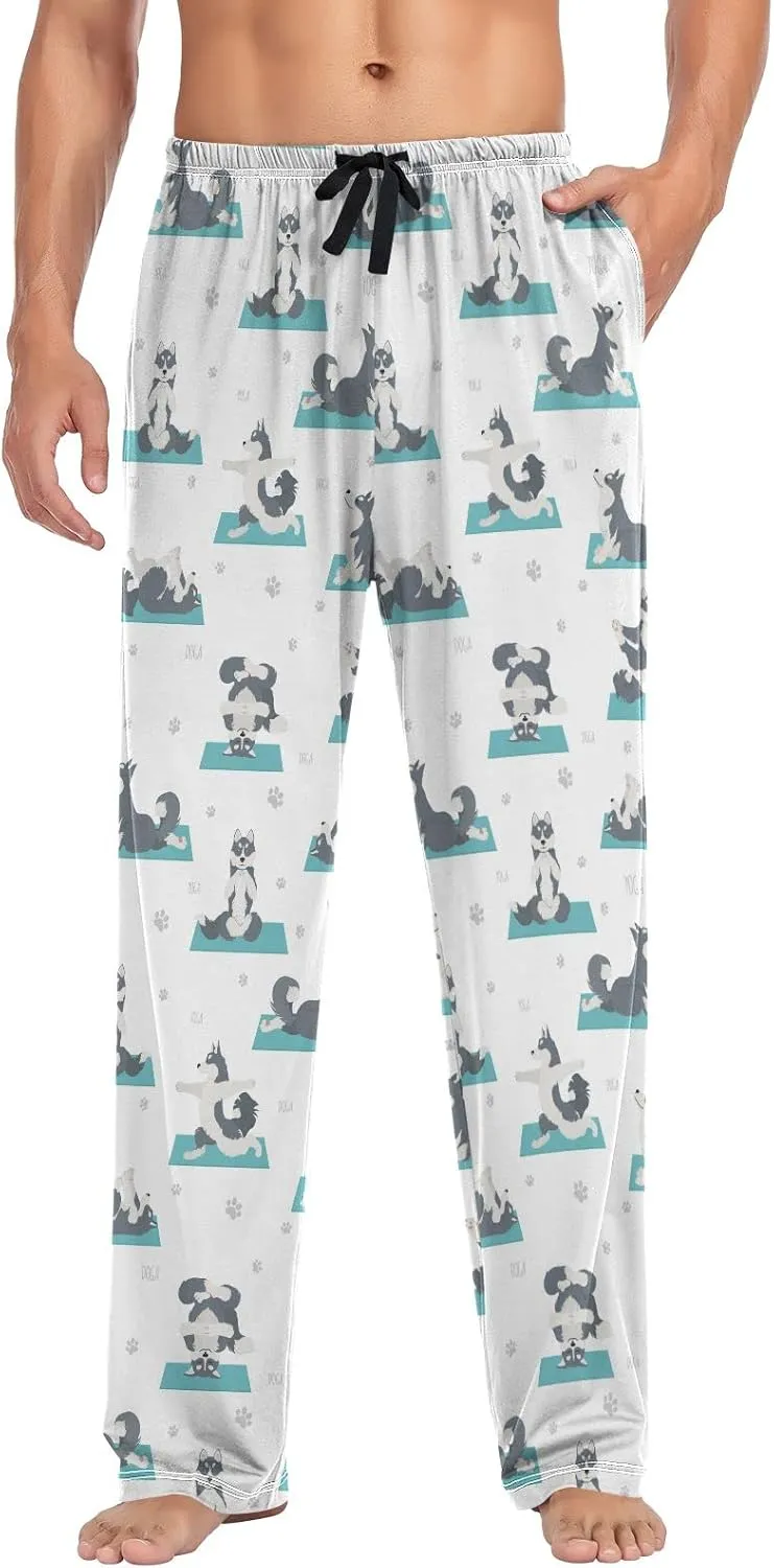 Yoga Husky Dog Pattern Men's Pajama Pants Sleepwear Lounge Pajama Bottoms