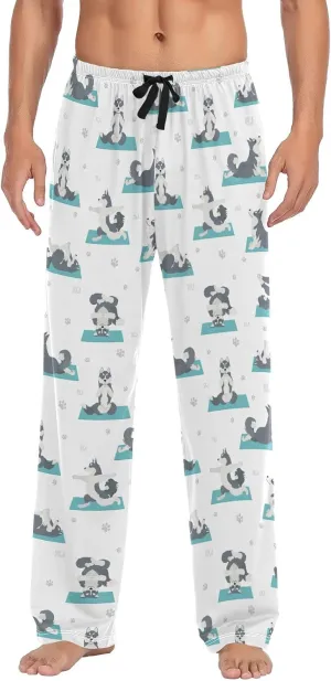 Yoga Husky Dog Pattern Men's Pajama Pants Sleepwear Lounge Pajama Bottoms