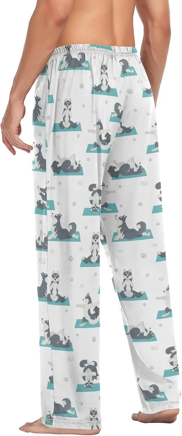 Yoga Husky Dog Pattern Men's Pajama Pants Sleepwear Lounge Pajama Bottoms