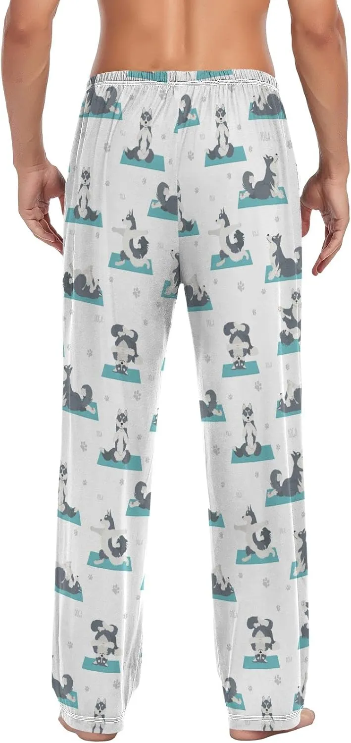 Yoga Husky Dog Pattern Men's Pajama Pants Sleepwear Lounge Pajama Bottoms