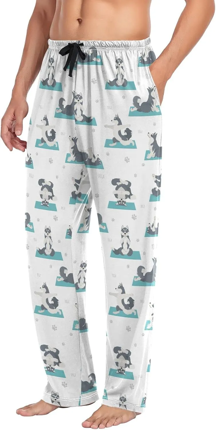 Yoga Husky Dog Pattern Men's Pajama Pants Sleepwear Lounge Pajama Bottoms