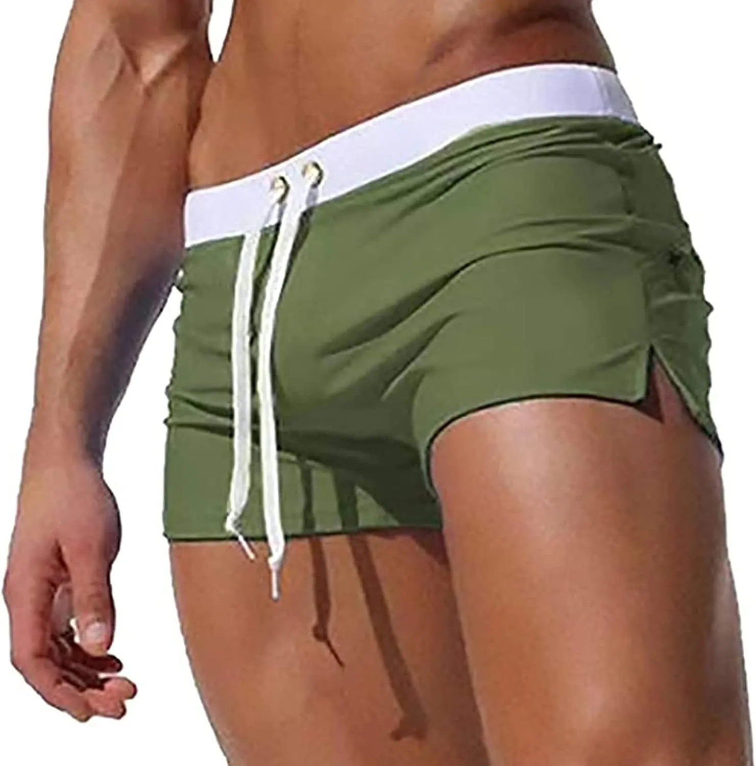 ZEFOTIM Mens Swim Shorts Drawstring Quick Dry Solid Color Trunk Beach Surf Swimwear with Pockets