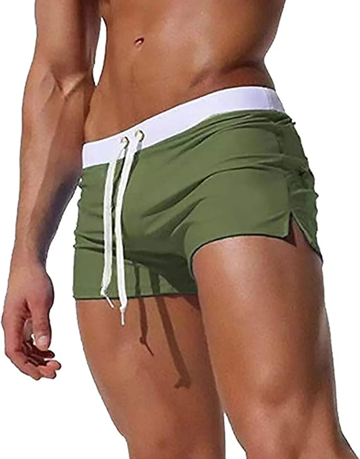 ZEFOTIM Mens Swim Shorts Drawstring Quick Dry Solid Color Trunk Beach Surf Swimwear with Pockets