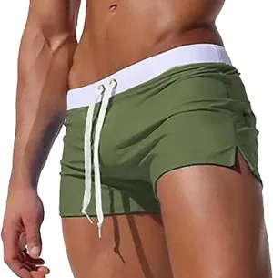 ZEFOTIM Mens Swim Shorts Drawstring Quick Dry Solid Color Trunk Beach Surf Swimwear with Pockets