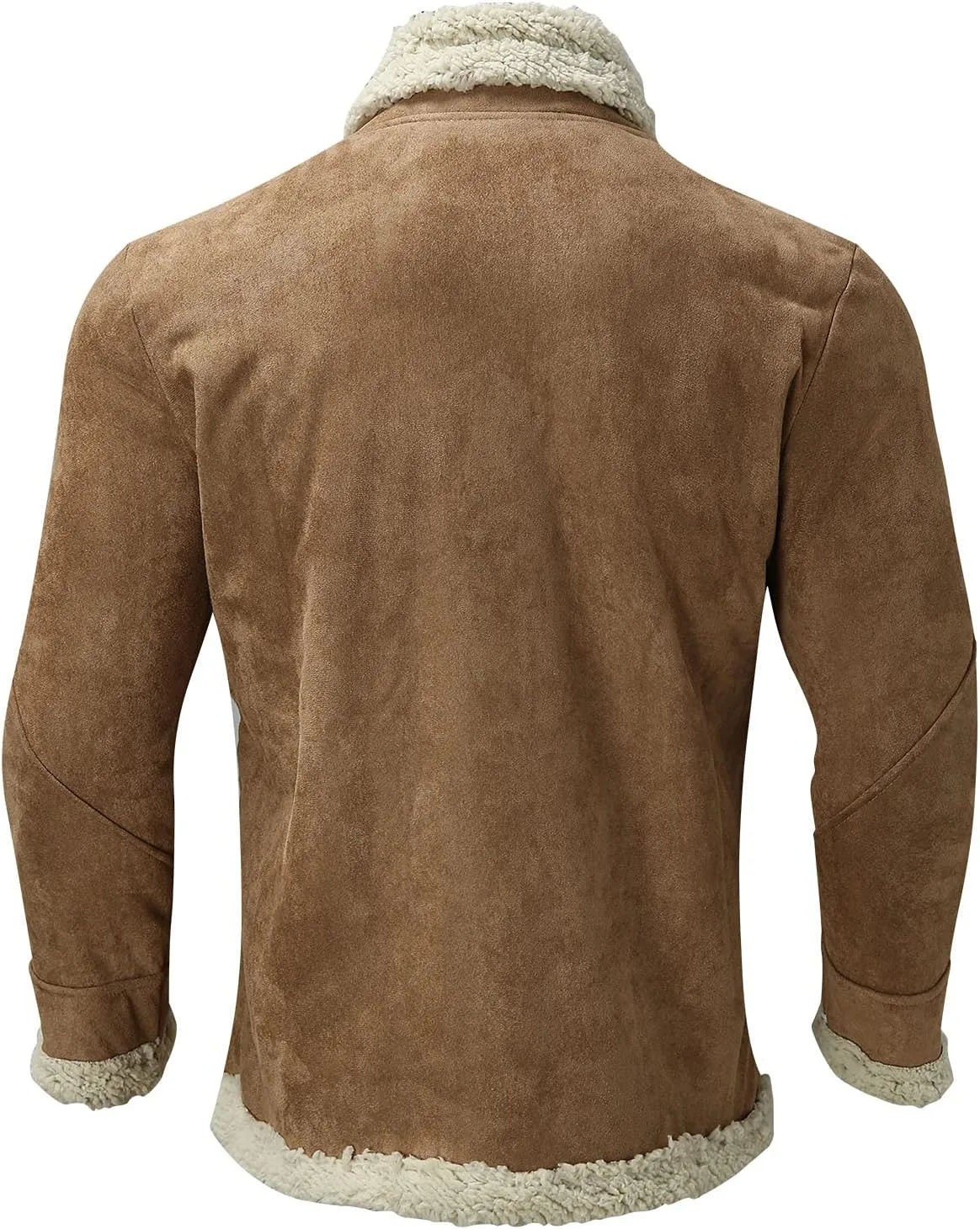 ZYXTIM Men's Heavyweight Fit Faux Fur Lapel Collar Coats Sherpa Lined Fleece Windbreaker Bomber Trucker Jacket